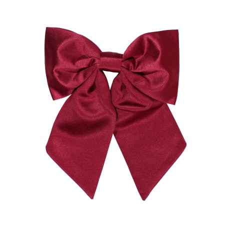 Hair Bow in Solid Burgundy Satin Front