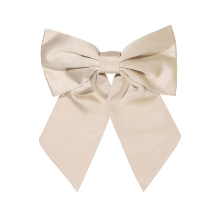 Hair Bow in Solid Champagne Satin Front