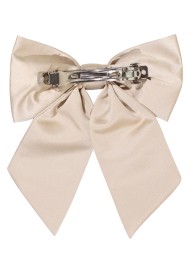 Hair Bow in Solid Champagne Satin Back Clip