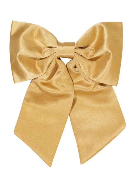 Hair Bow in Solid Golden Satin Front