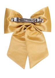 Hair Bow in Solid Golden Satin Back Clip