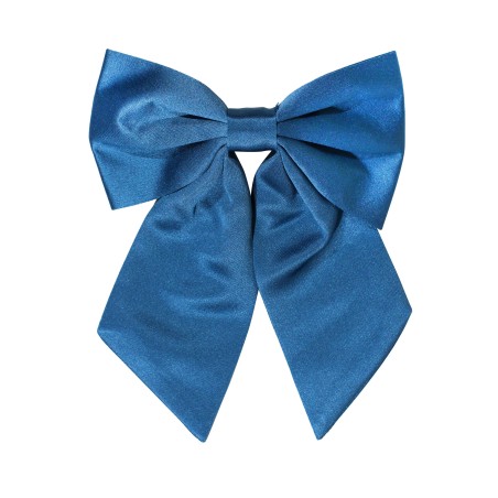Hair Bow in Solid Teal Satin Front