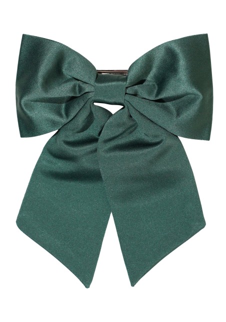 Hair Bow in Solid Hunter Green Satin Front
