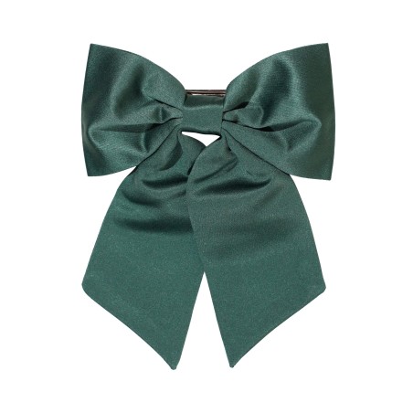 Hair Bow in Solid Hunter Green Satin Front