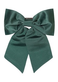 Hair Bow in Solid Hunter Green Satin Front