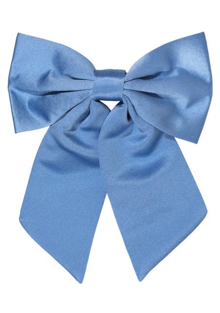 Hair Bow in Solid Steel Blue Front