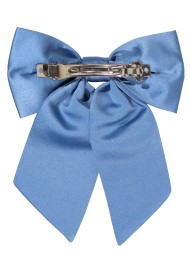 Hair Bow in Solid Steel Blue Back Clip