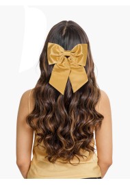 Hair Bow in Solid Golden Satin Front Women's Hair Clip