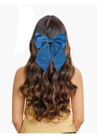 Hair Bow in Solid Teal Satin Women's Hair Clip