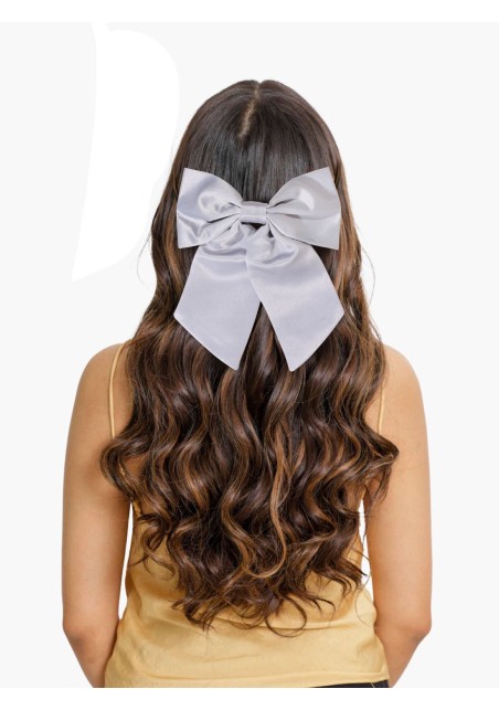 Hair Bow in Solid Silver Women's Hair Clip