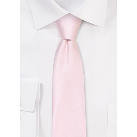 Solid Satin Skinny Tie in Blush Pink