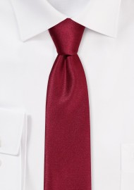 Solid Satin Skinny Tie in Burgundy