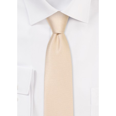 Solid Satin Skinny Tie in Champagne