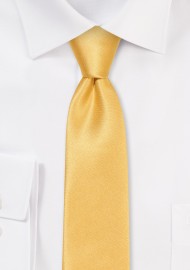 Solid Satin Skinny Tie in Golden