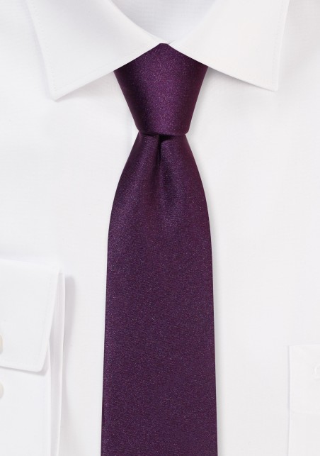 Solid Satin Skinny Tie in Berry