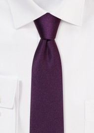 Solid Satin Skinny Tie in Berry