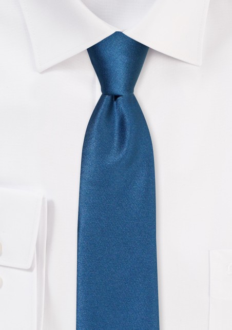 Solid Satin Skinny Tie in Teal