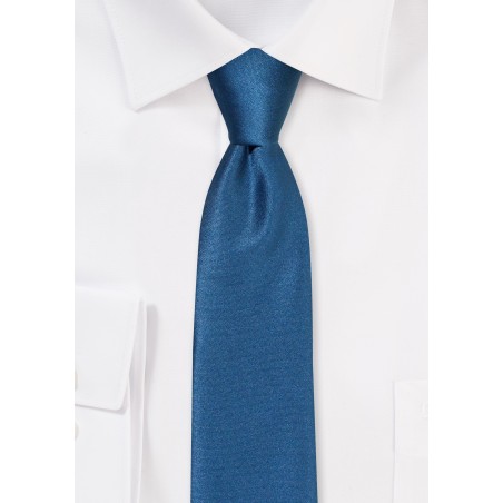 Solid Satin Skinny Tie in Teal