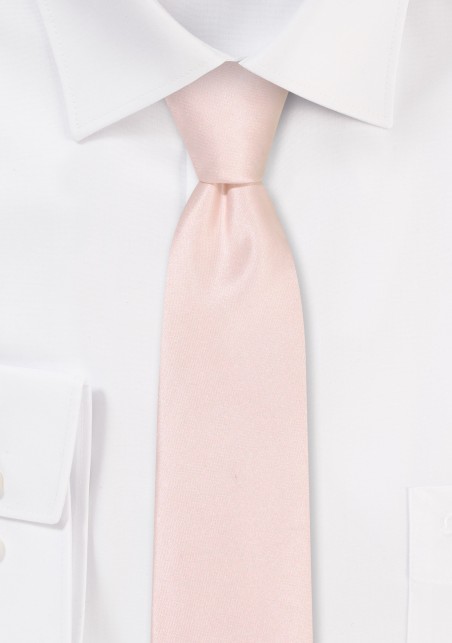 Solid Satin Skinny Tie in Antique Blush