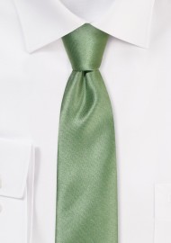 Solid Satin Skinny Tie in Moss Green