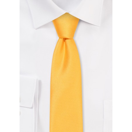 Solid Satin Skinny Tie in Amber Gold