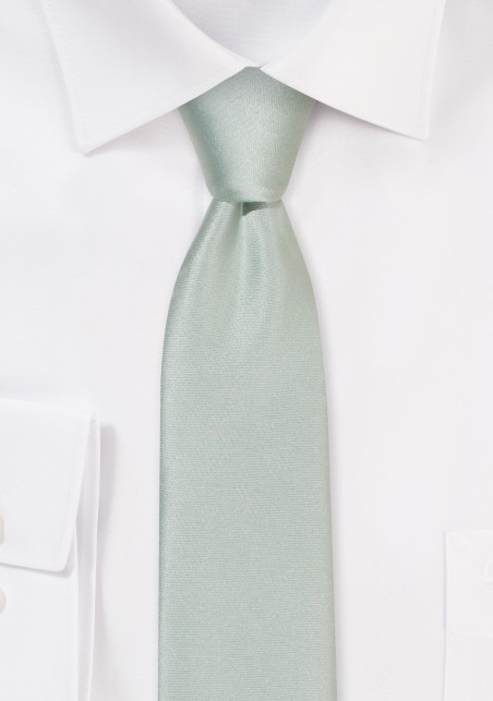 Solid Satin Skinny Tie in Dusty Sage