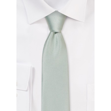 Solid Satin Skinny Tie in Dusty Sage