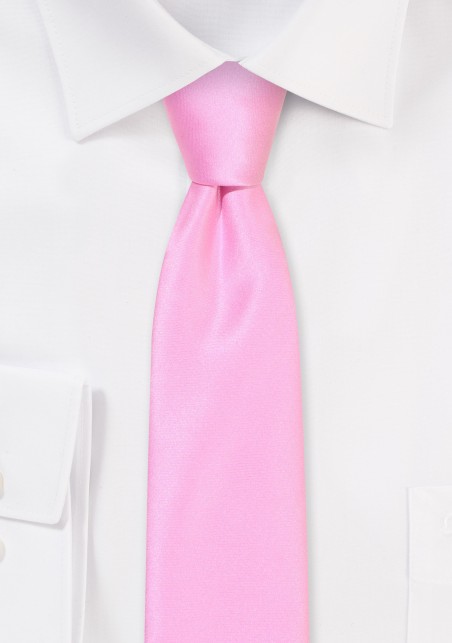 Solid Satin Skinny Tie in Pink