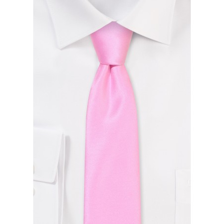 Solid Satin Skinny Tie in Pink