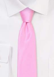 Solid Satin Skinny Tie in Pink