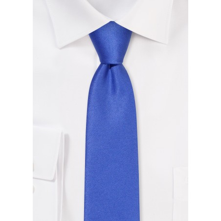 Solid Satin Skinny Tie in Morning Glory