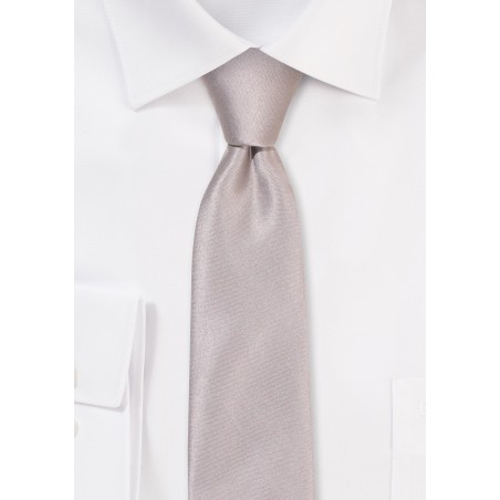 Solid Satin Skinny Tie in Sterling