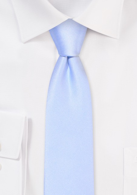 Solid Satin Skinny Tie in Ice Blue