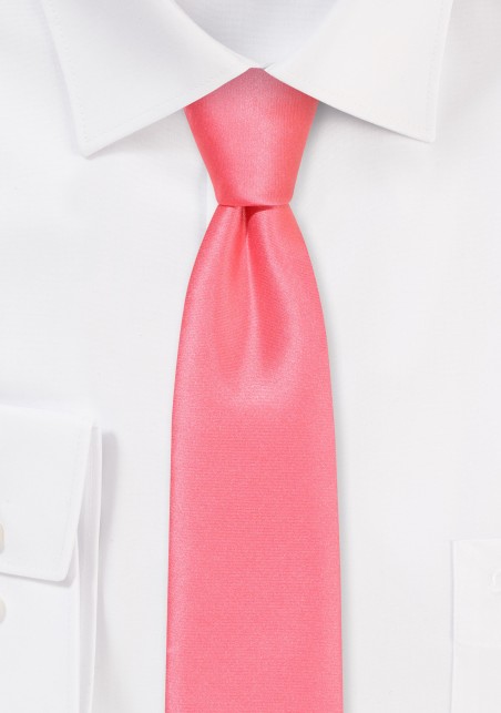 Solid Satin Skinny Tie in Parfait