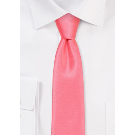 Solid Satin Skinny Tie in Parfait