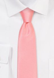Solid Satin Skinny Tie in Bellini Pink