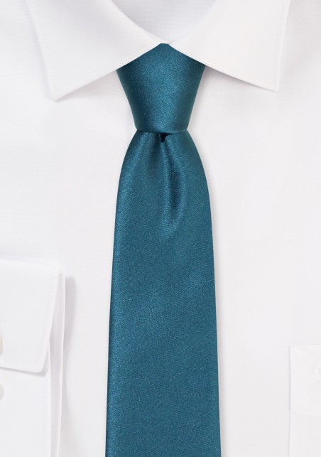 Solid Satin Skinny Tie in Gem