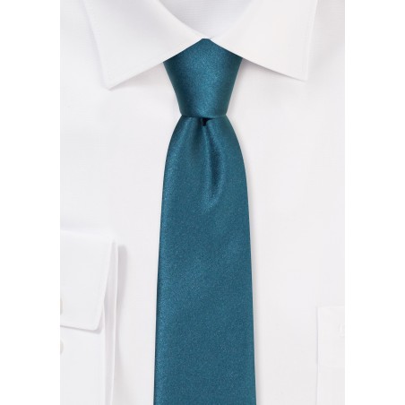 Solid Satin Skinny Tie in Gem