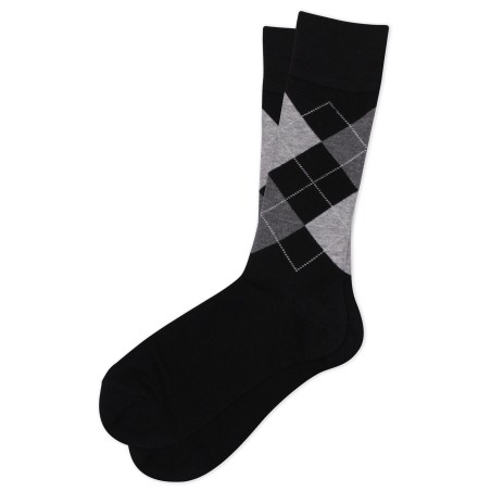 Argyle Check Dress Socks in Black and Gray