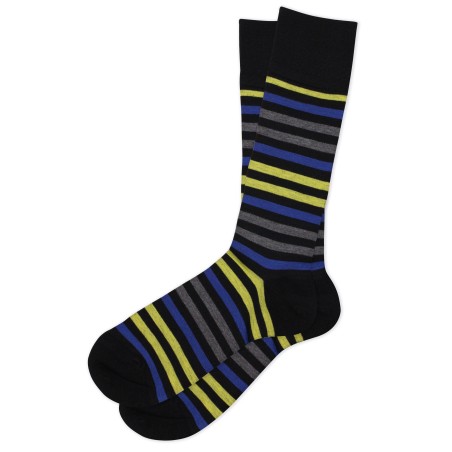 Black, Yellow, Gray Striped Dress Socks