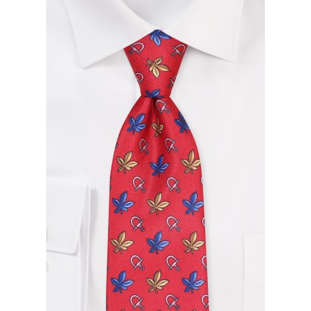 Crimson Red Autum Leaf Tie