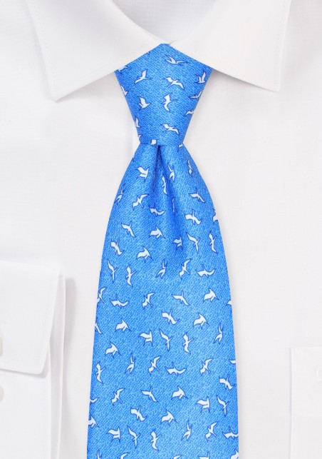 Seagull Print Summer Tie in Sky Blue