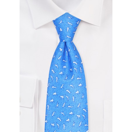 Seagull Print Summer Tie in Sky Blue