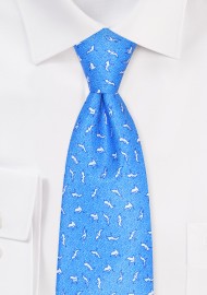 Seagull Print Summer Tie in Sky Blue