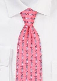 Golfing Tie in Coral Red