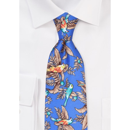Tropical Parrot Print Necktie