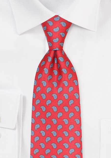 Paisley Print Tie in Bold Red