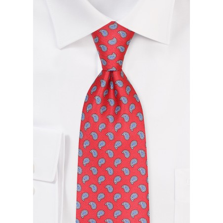 Paisley Print Tie in Bold Red