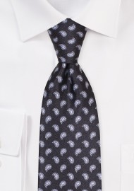 Paisley Print Tie in Black and Gray