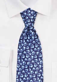 Top Hat Print Tie in Blues